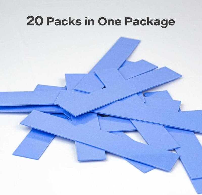 Aairhut 20 Pieces 120 x 20 x 1 mm Thermal Pads, 6 W/m.K Conductive Silicone Pad for M.2 SSD GPU Heatsink LED PS4 PS5 & More - Blue - Image 4
